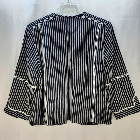 Rafaella Women's Woven Stripe Textured Embroidered Jacket M - Picture 3 of 12
